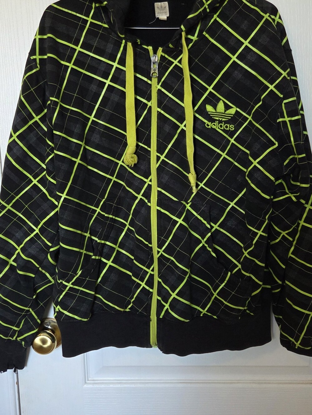 adidas MensBlack & Neon Green Hooded Jacket